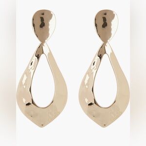 TASHA Hammered Gold Statement Earrings - Leaf Shape Drop Earrings
